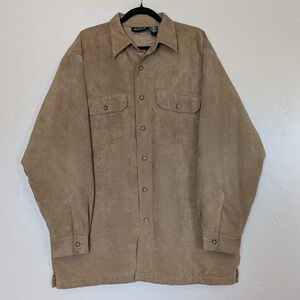 High Sierra Mens Jacket Size Large Quilted Lined Pockets Tan Button‎ Down Casual